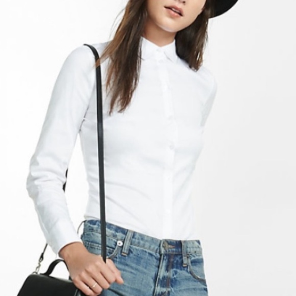 Express White Cotton Ruffle Sleeve Soft Blouse Top